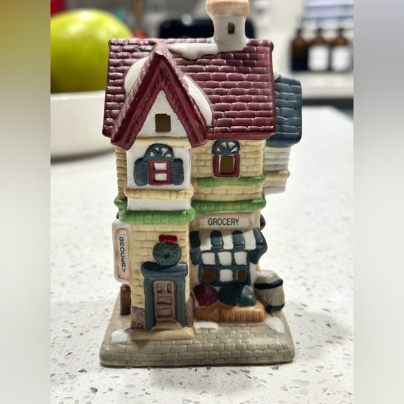 Hand Painted Porcelain Christmas Village Grocery Store - Picture 2 of 6